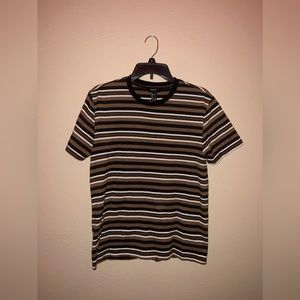 BROWN + WHITE + BLACK STRIPED MENS T-SHIRT!